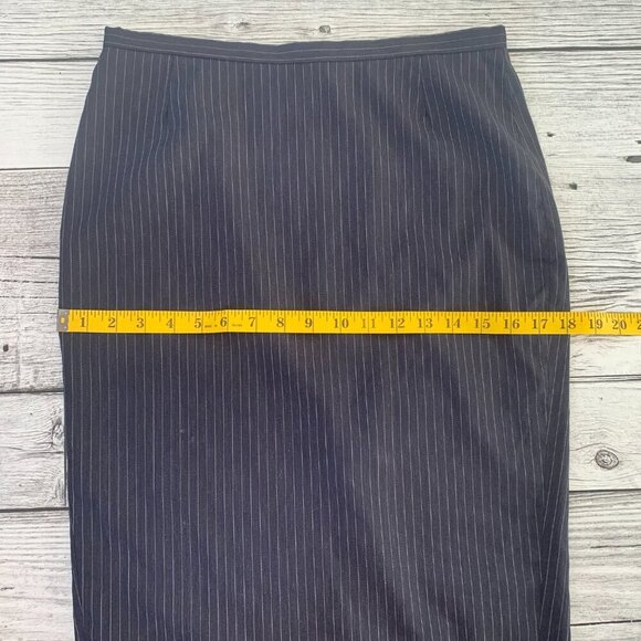 Vintage 90s Holt Renfrew Navy Pinstripe Straight Pencil Skirt - Picture 10 of 12